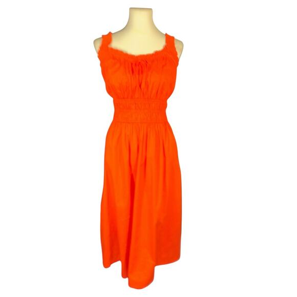 Lauren Conrad red milkmaid shirred tank midi dress medium - Picture 8 of 14